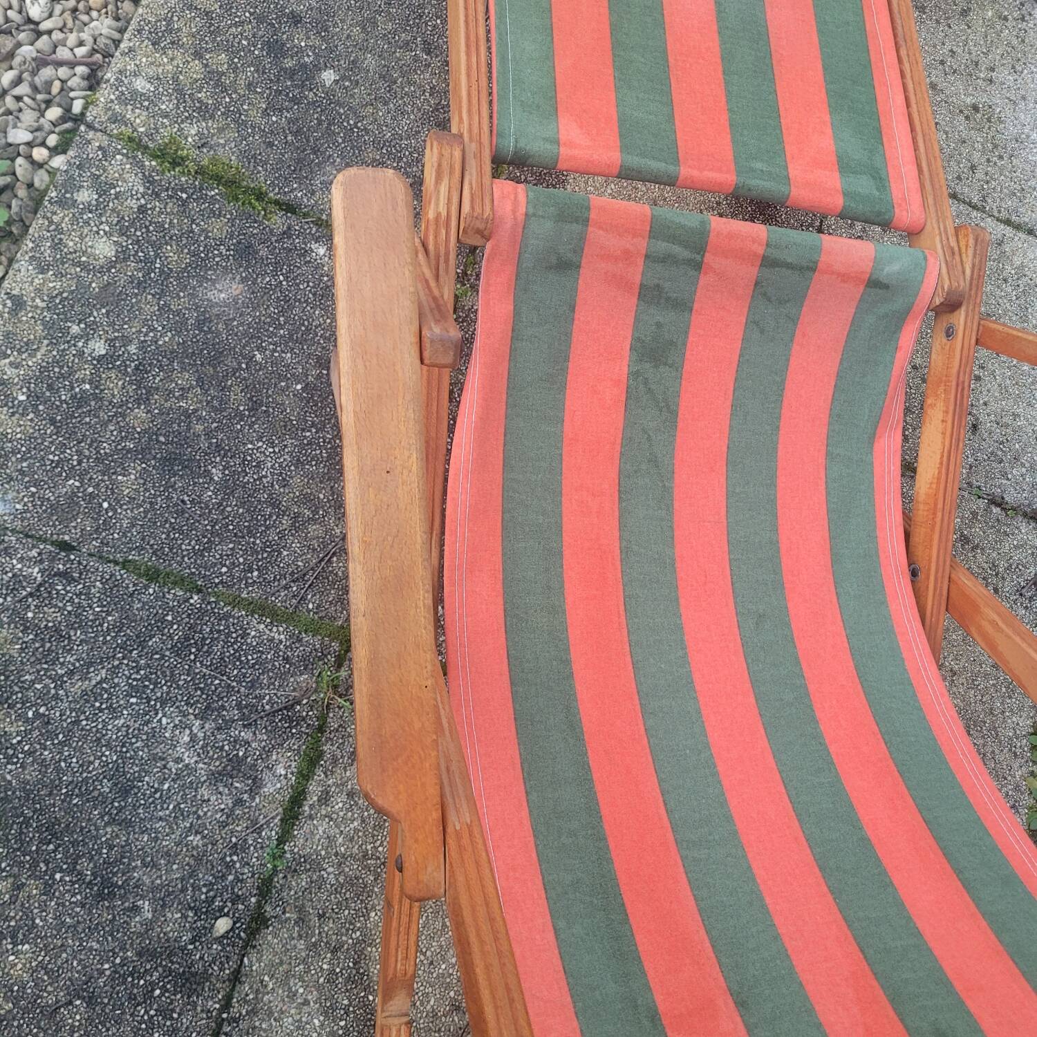 Vintage Deck Chair with Footrest – Transatlantic Stripes