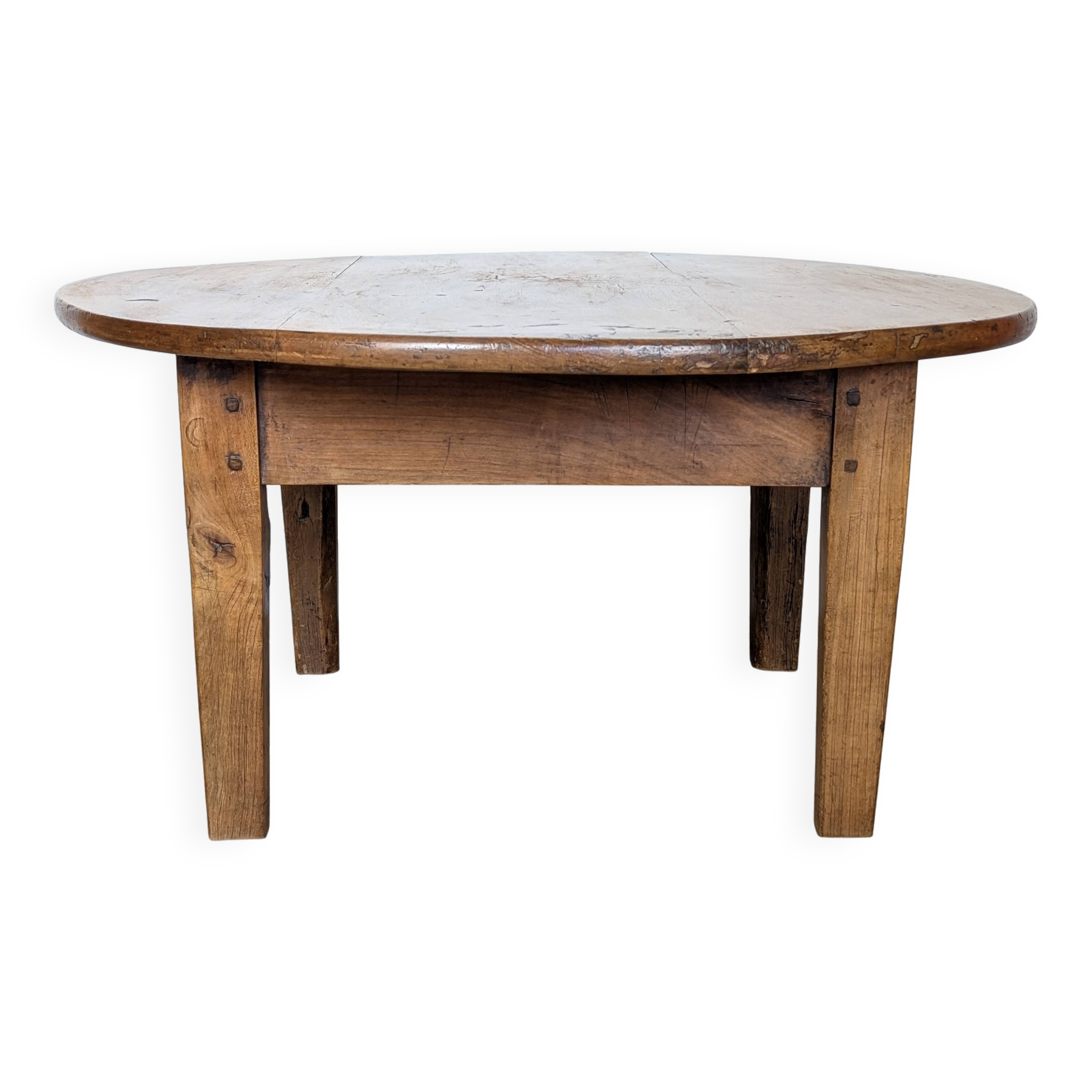 Round walnut coffee table