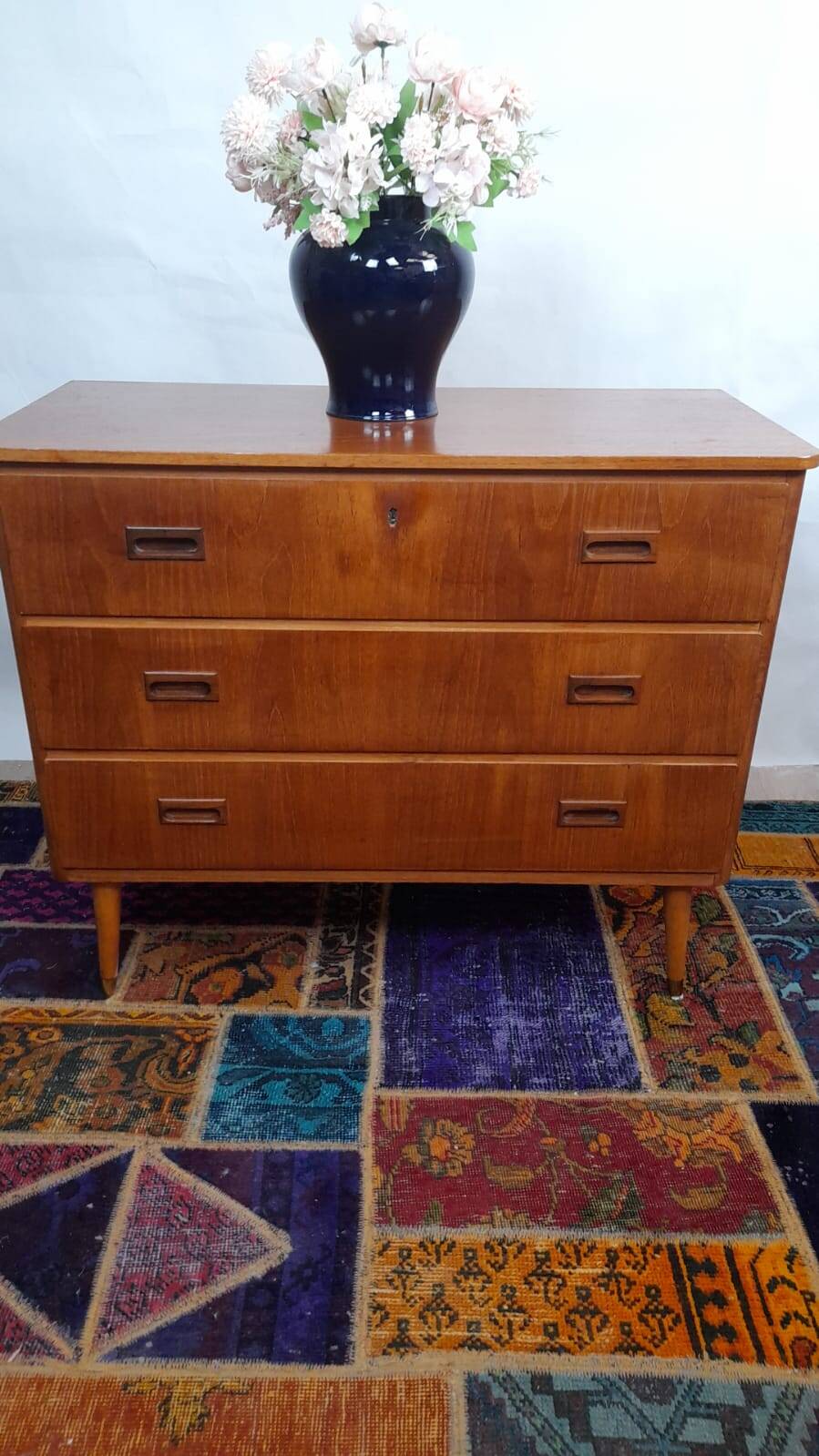 Vintage Scandinavian teak chest of drawers with 3 drawers – 1960s