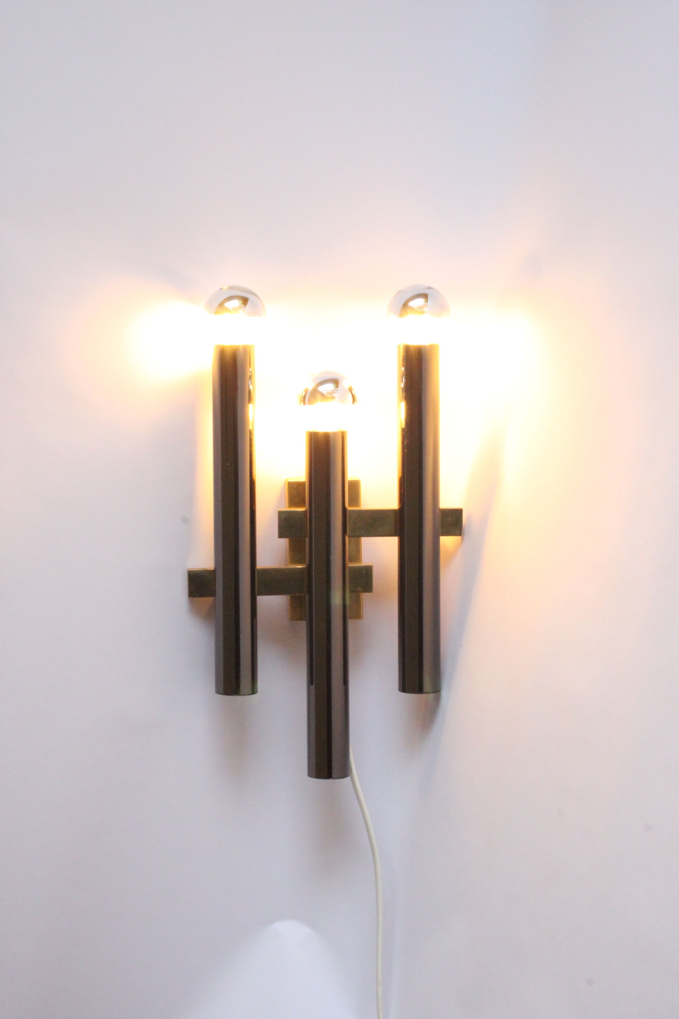 Chrome wall light by Sciolari for Boulanger, Belgium 1970s