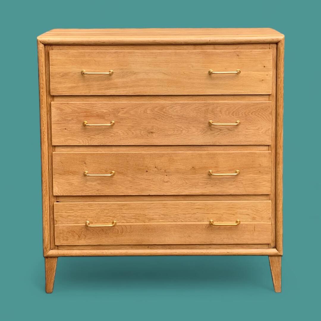 Commode pieds compas et chêne brut massif  1960