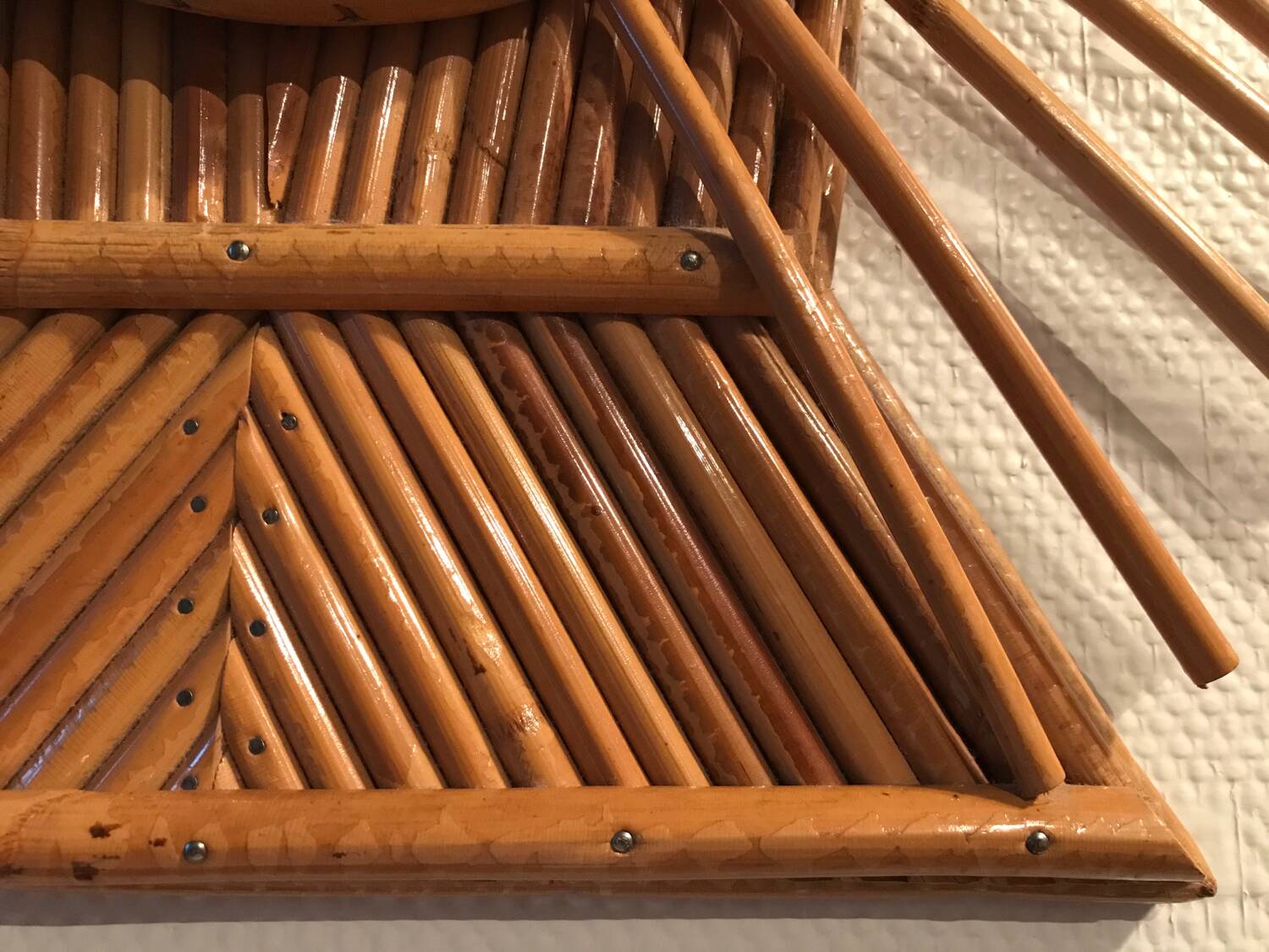 Antique vintage rattan mirror