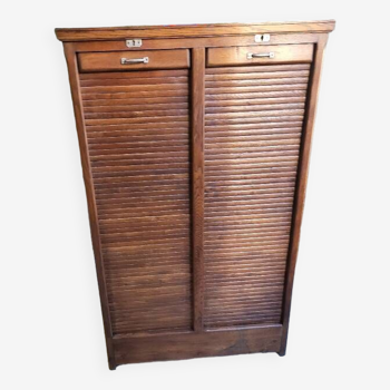 2-row oak curtain filing box from the 1950s