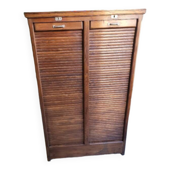 2-row oak curtain filing box from the 1950s