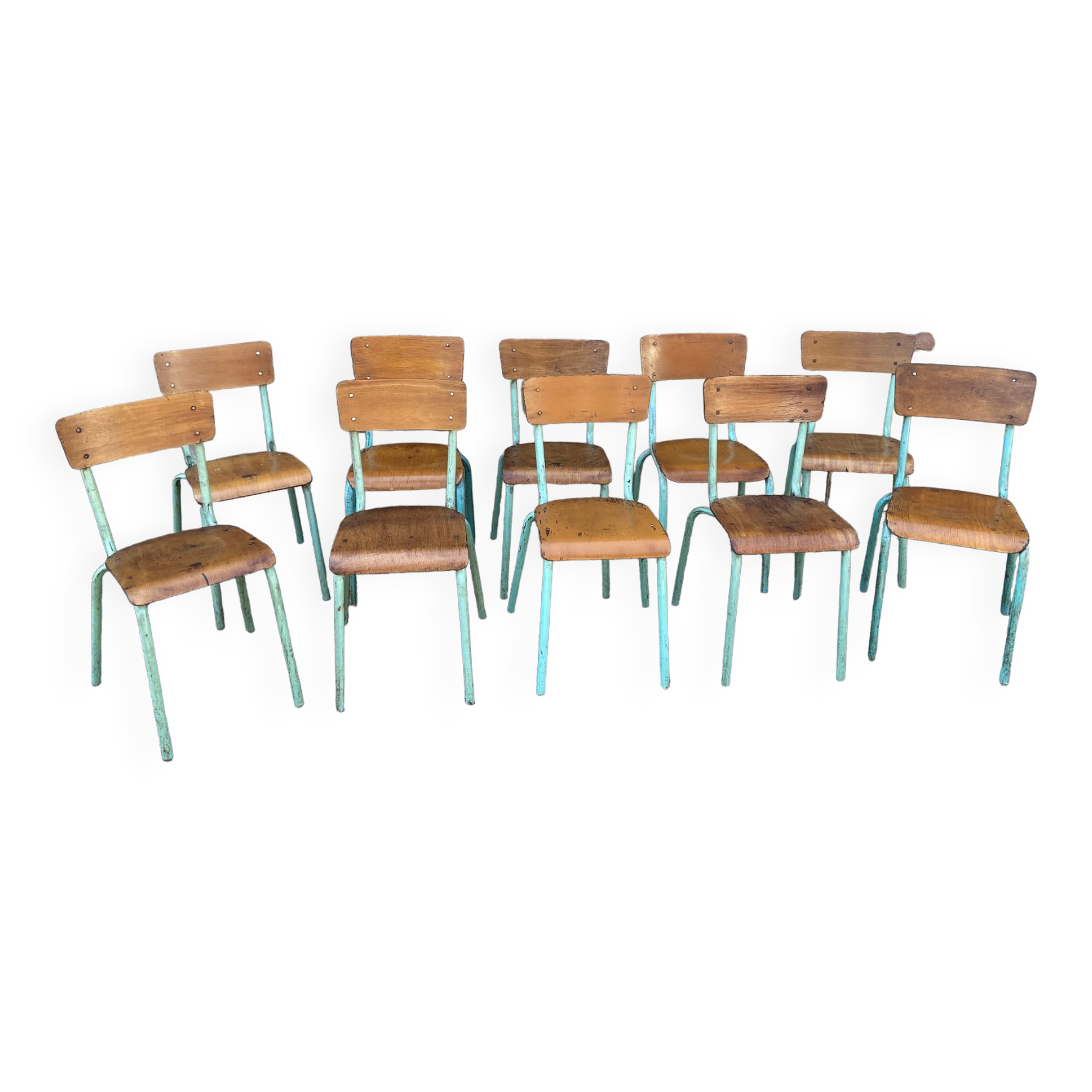Lot de 10 chaises d'école 60s  industrielle école vintage collectivités mullca