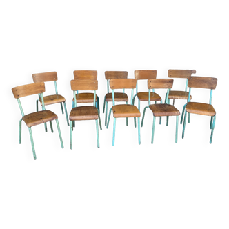 Set of 10 school chairs 60s industrial vintage school communities mullca