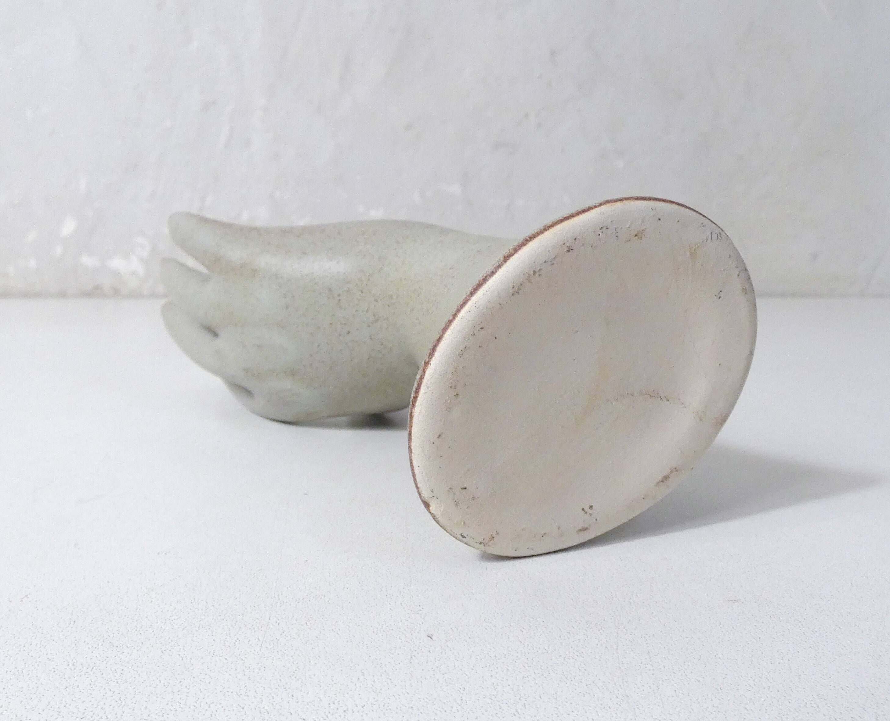 Vintage stoneware hand ring holder soliflore jewelry holder