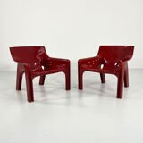 Pair of armchairs vicario bordeaux by Vico Magistretti for Artemide, 1970