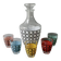 1 bottle and its 5 glasses, cannage decor, 1970s, France