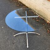 Chrome table with glass dining top from the 1980s.
