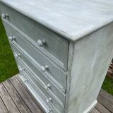 Commode vintage patine blanche
