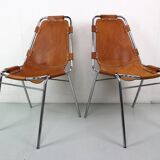 Dalvera  "Les Arc" Set of 2 Original Leather side chairs, 1960
