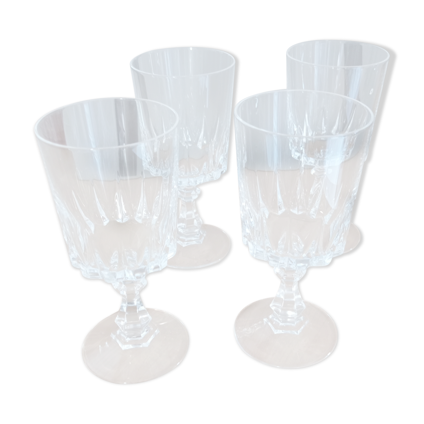 Set of four old foot glasses