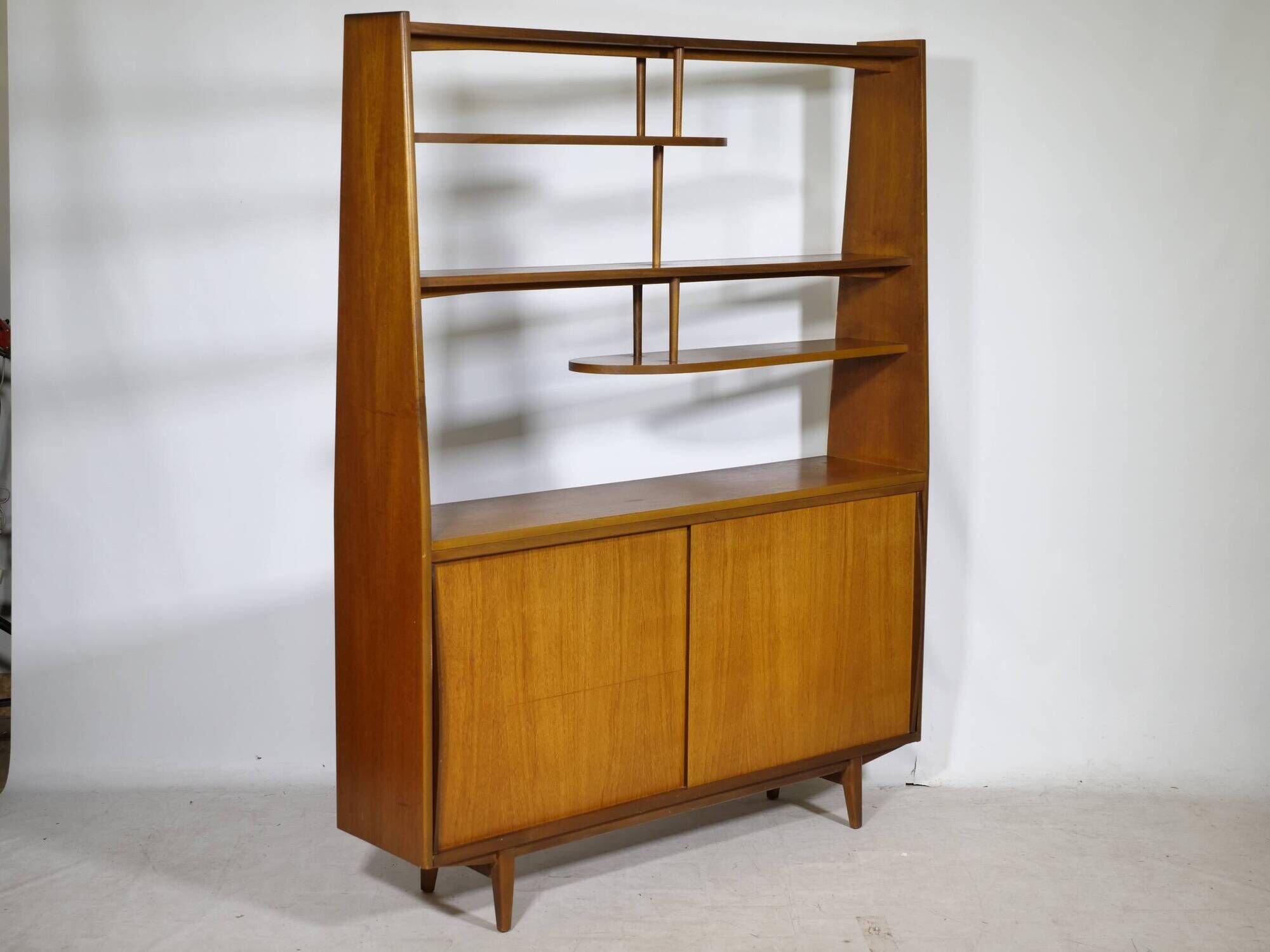 Mid-Century Highboard with Kidney Shaped Shelf in Teak, 1960s