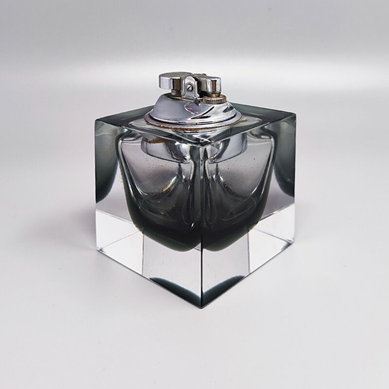 1960s grey table lighter in Murano Sommerso glass by Flavio Poli for Seguso