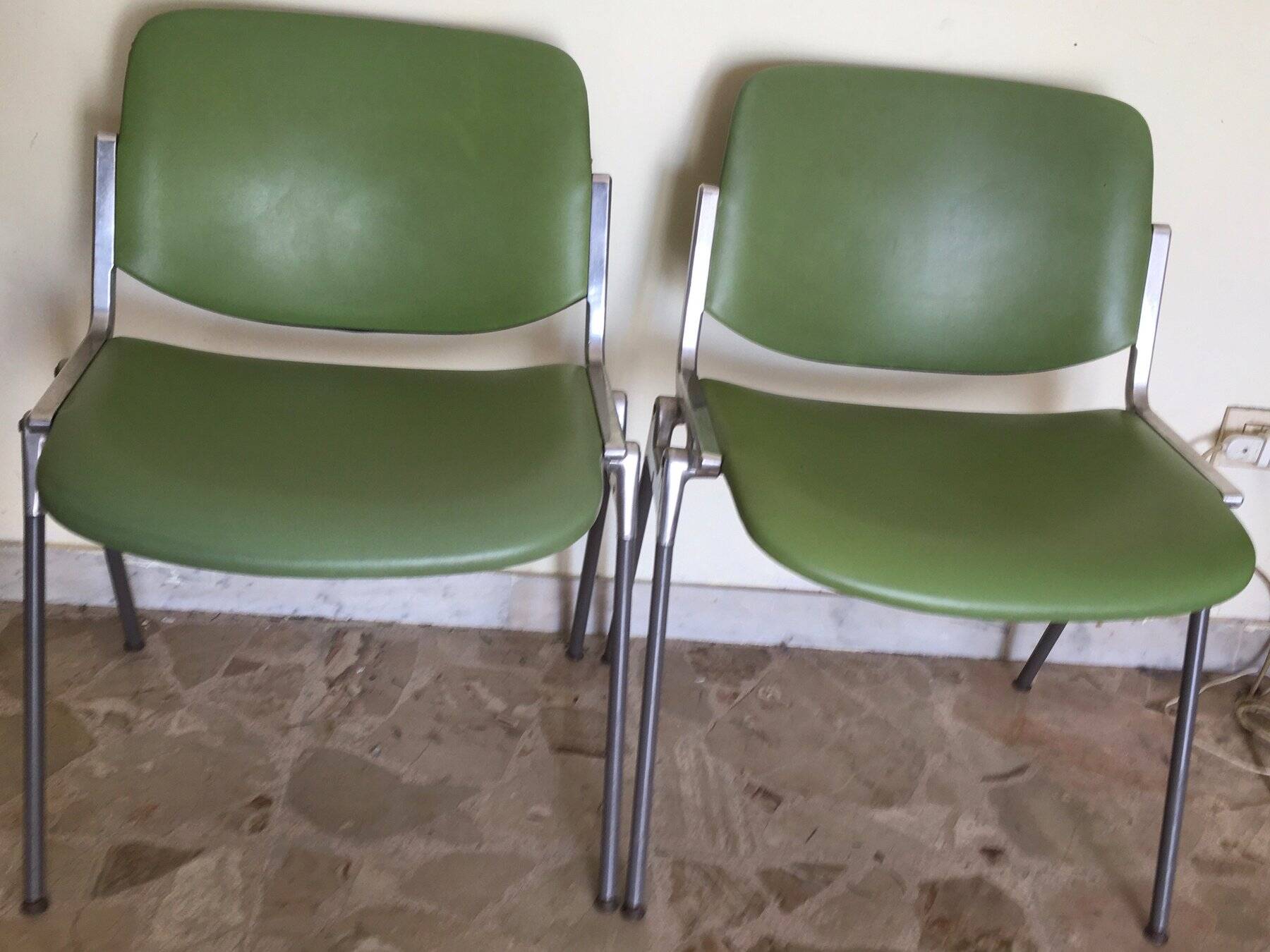 Chairs (4) Anonima Castelli - Giancarlo Piretti - DSC106 - Metal, Eco-leather