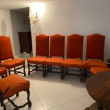 Chaises style Louis XIV tapissées orange