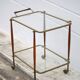 Wood and brass rolling dessert trolley, bar cart, server, trolley, 1950 Cesare Lacca for Arredoluce.