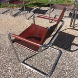 Set of 6 brown leather armchairs