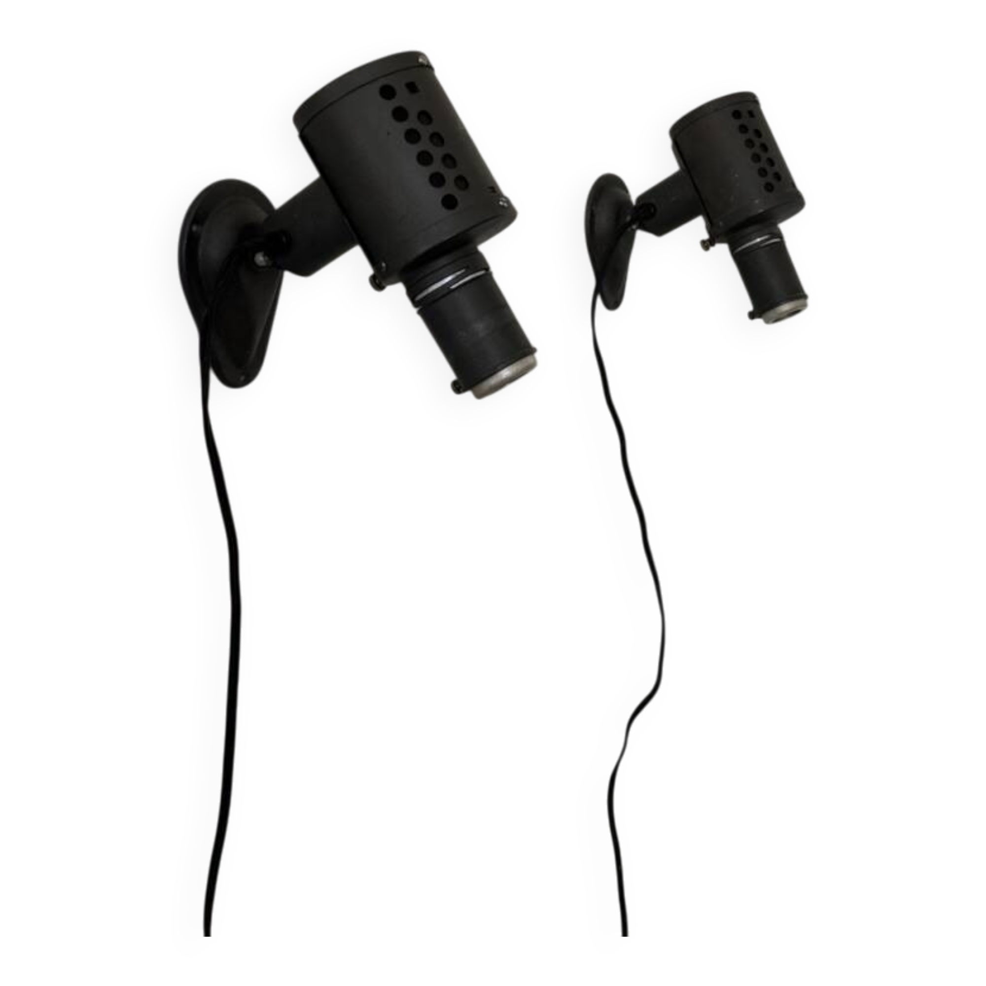 Pair of vintage matte black metal wall lights, France, 1970, LITA