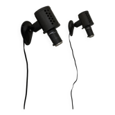 Pair of vintage matte black metal wall lights, France, 1970, LITA