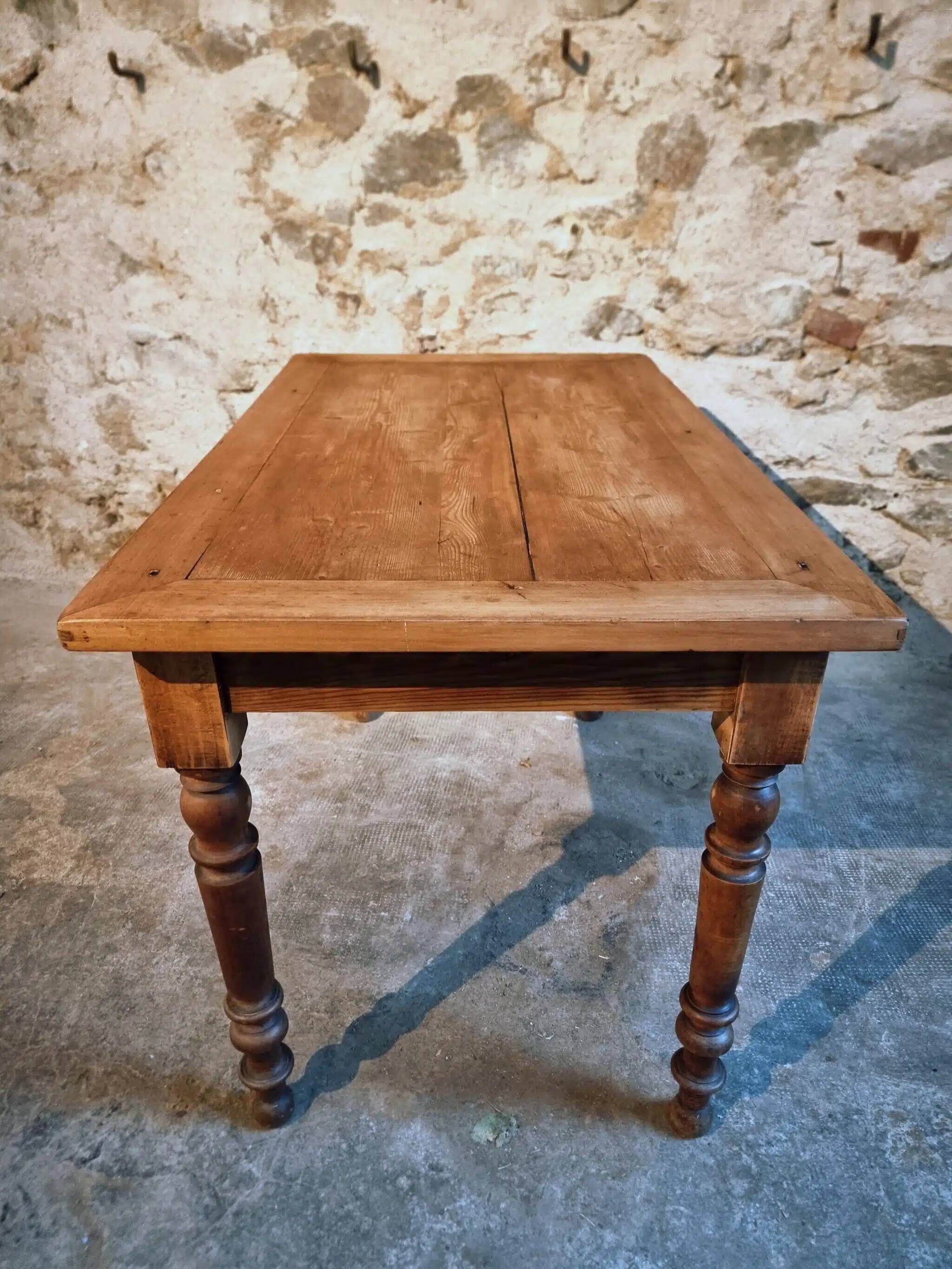 Antique pine and beech kitchen table / desk / work table – France, circa 1900