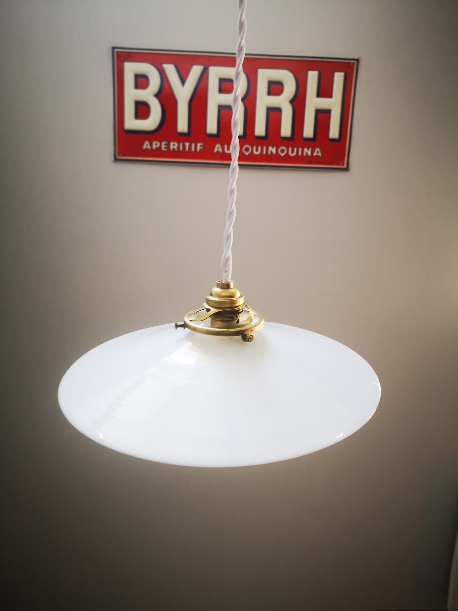 Lampshade opaline white art deco 1930 pendant lamp