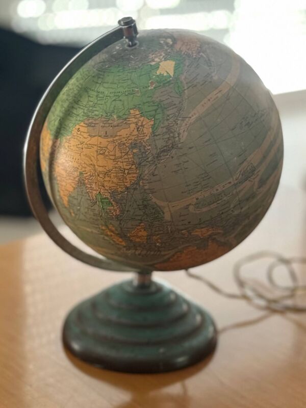 Mappemonde vintage en verre et métal pour Perrina, circa 1960