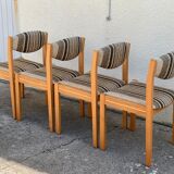 Suite of 4 chairs self beech brass and wool 1960