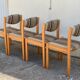 Suite of 4 chairs self beech brass and wool 1960