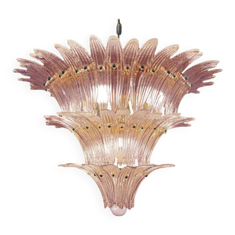 Mid-Century Modern Pink “Palmette” Murano Glass Chandelier