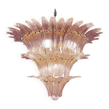 Mid-Century Modern Pink “Palmette” Murano Glass Chandelier