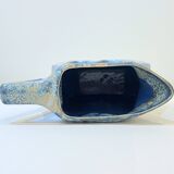 Large alpho fat lava art deco pitcher with blue ceramic handles 1930