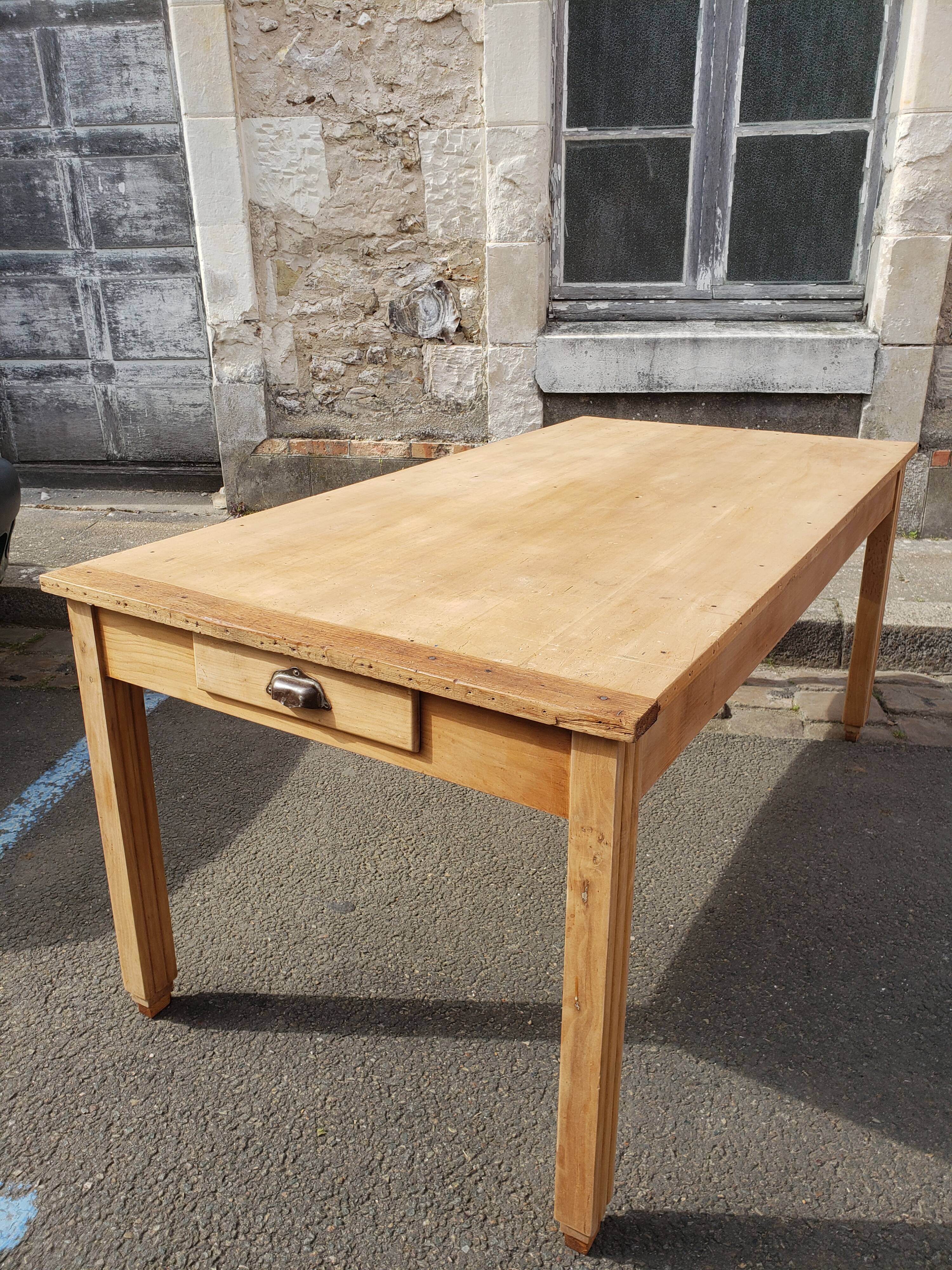 Farm table with pair of benches