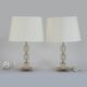 Pair of glass and brass desk lamps by Malmo Metallvarufabrik, Sweden, 1960.
