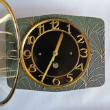 Rectangular silent vintage wall pendulum pendulum clock "golden green black"