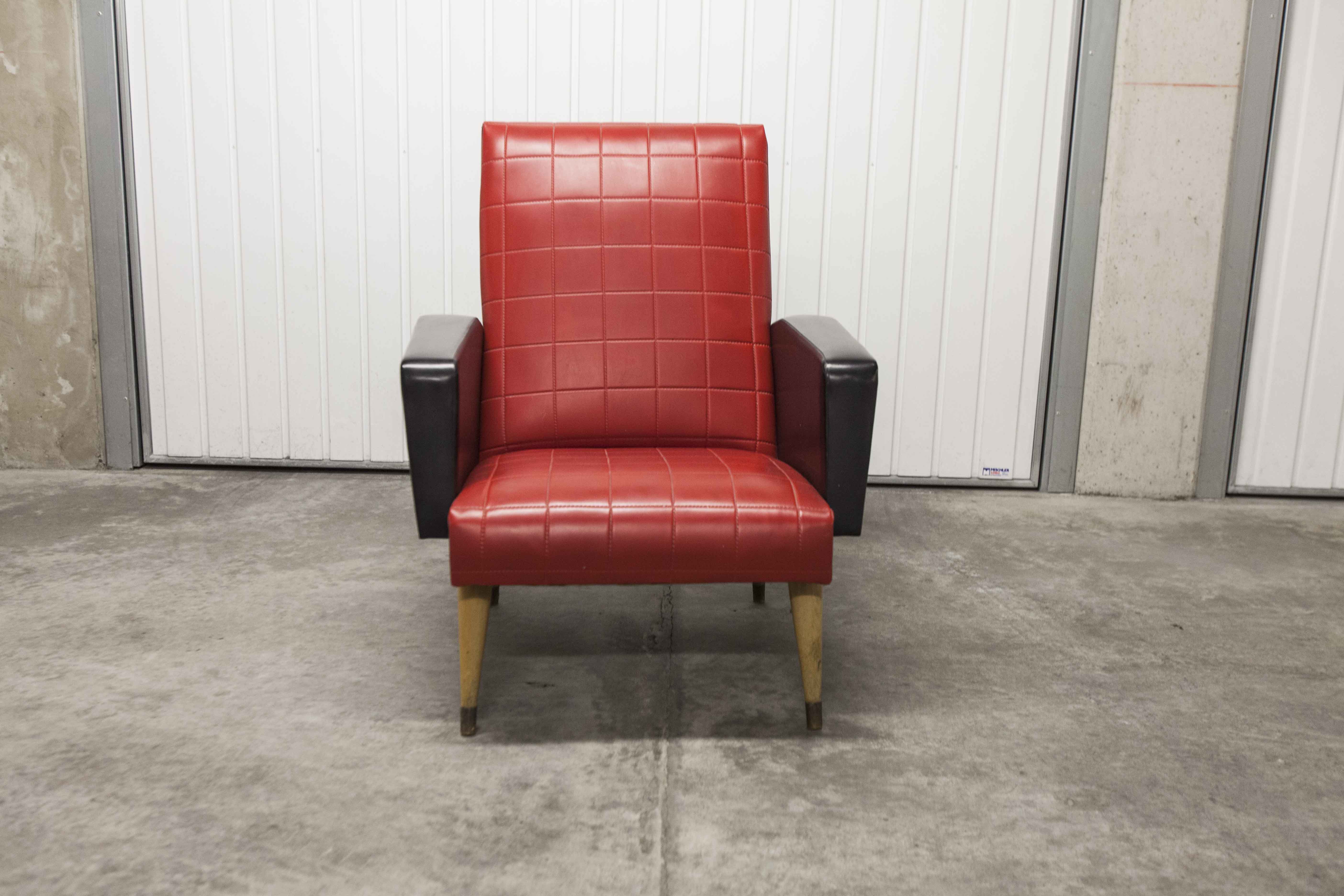Paire de fauteuils rockabilly pieds compas 60