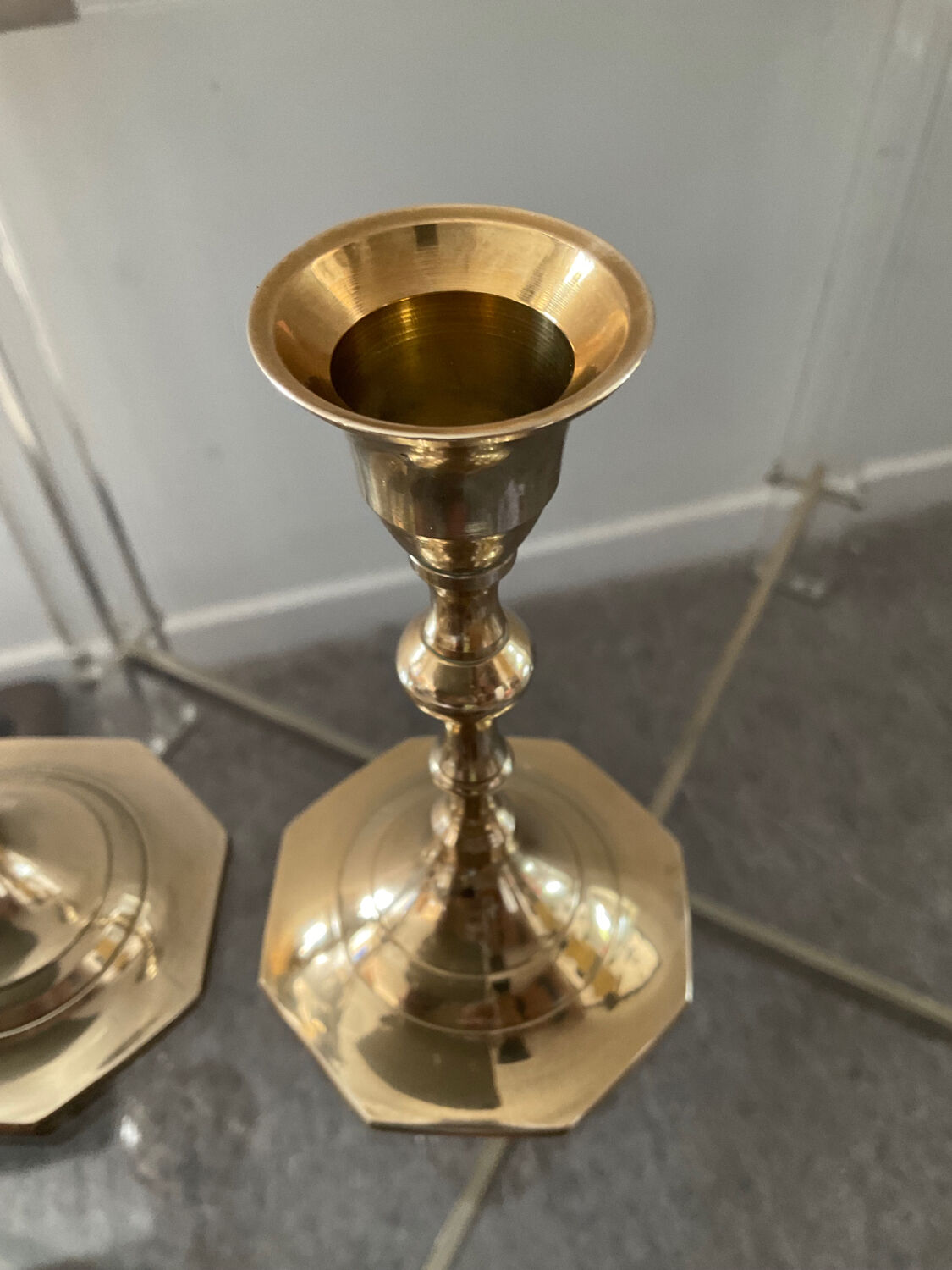Pair of vintage brass candle holders