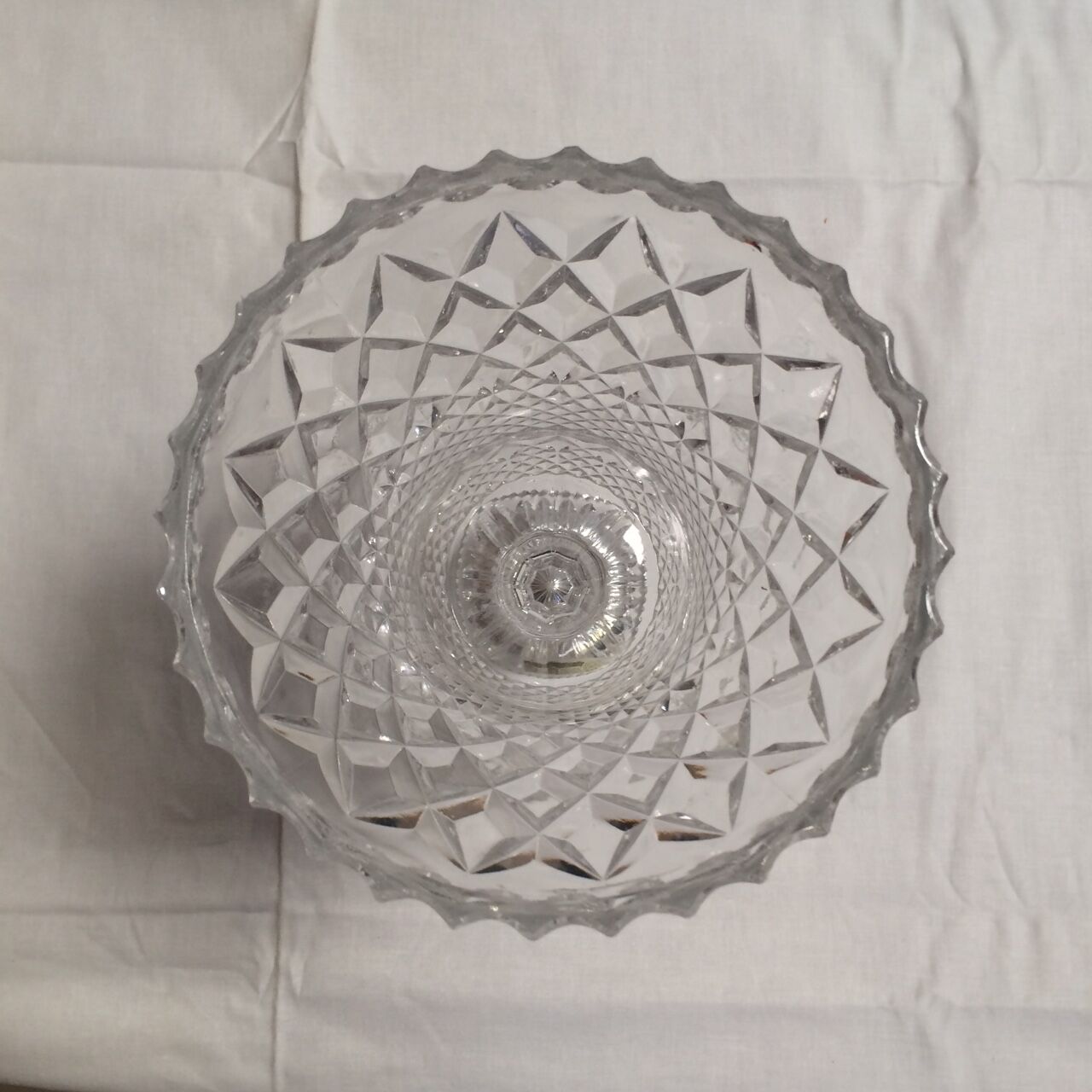Vase in crystal medici on foot square with label Bohemia