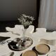Set of 4 hand-painted Pornic stoneware plates D21