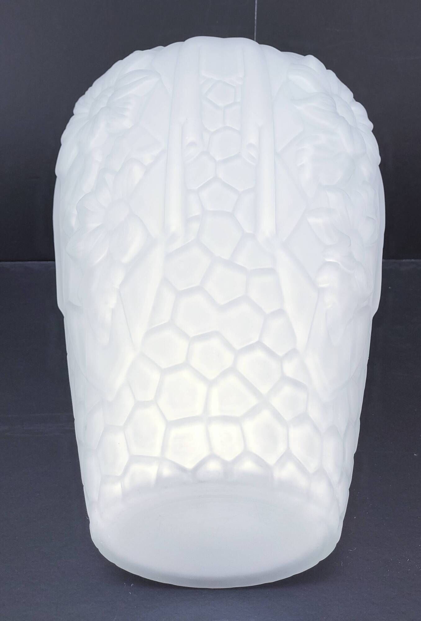 Large art deco glass vase with French floral decor H. 29.5 cm