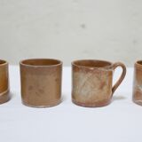 Série de 8 tasses et sous tasses vintage en grès