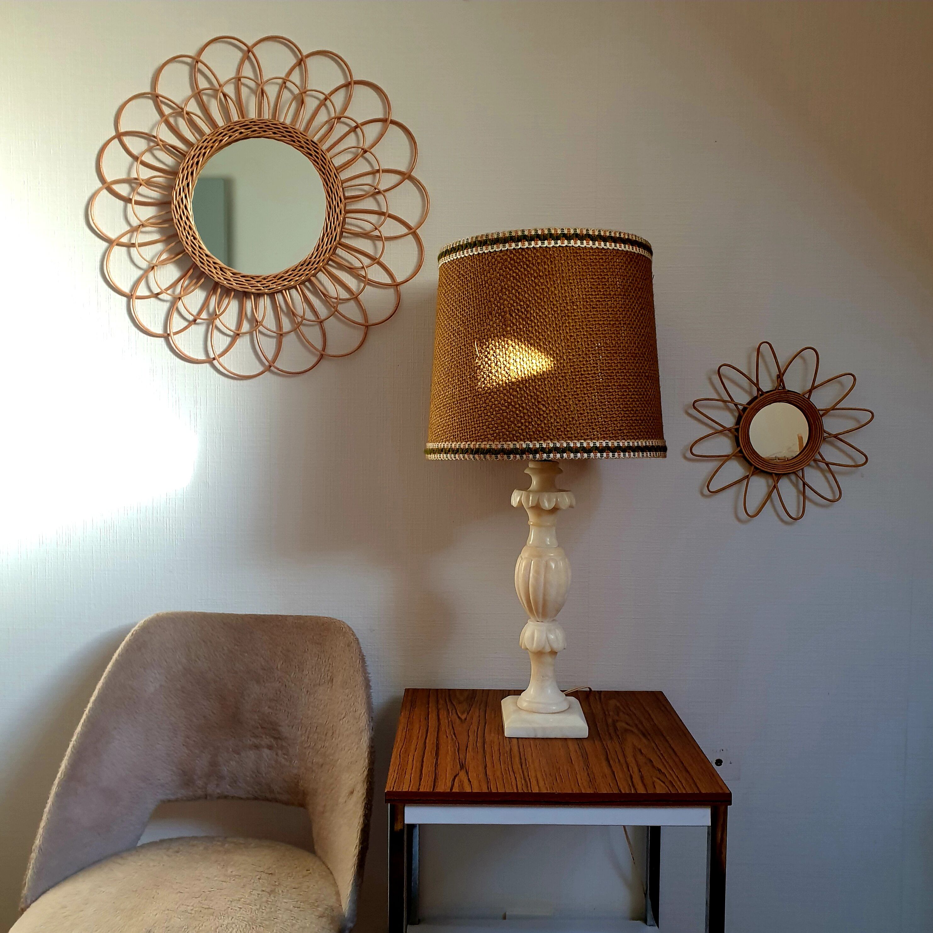 Lampe vintage pied marbre années 60