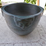 Glassed terracotta flower pot