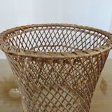 Rattan wastebasket, office, 1960 1970