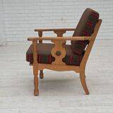 1970s, Danish armchair, green furniture wool, solid oak wood.