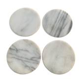 4 vintage white and grey marble coasters