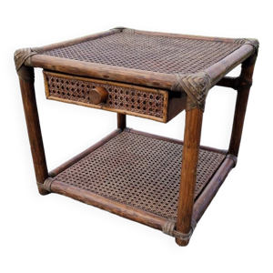 Table de chevet vintage - rotin