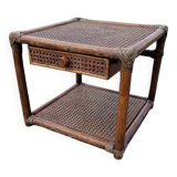 Table de chevet vintage en rotin