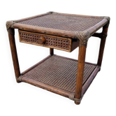 Vintage rattan bedside table